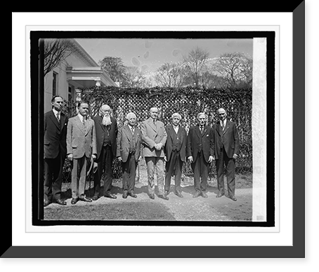Historic Framed Print, Pres. Coolidge with Veterans of Foreign Wars, 4/18/27,  17-7/8" x 21-7/8"