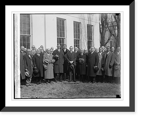 Historic Framed Print, Coolidge with Grand Masters of Masons, 2/20/29,  17-7/8" x 21-7/8"