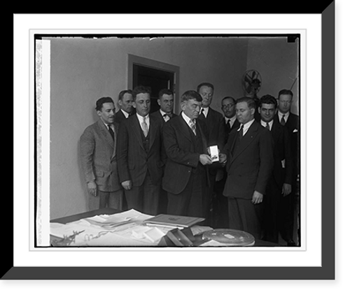 Historic Framed Print, Lejeune receives watch from Marine Corps League, 4/15/29,  17-7/8" x 21-7/8"