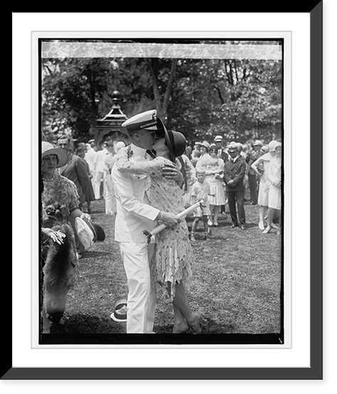 Historic Framed Print, Commencement exercises, Annapolis, Ensign Clyde Roberts, Ann Tardy, 6/6/29,  17-7/8" x 21-7/8"