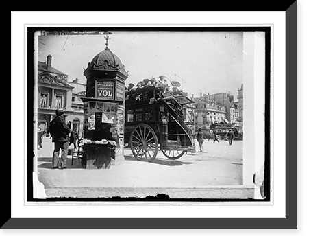 Typical Parisian conrner with kiosk (Paris), Vintage Print