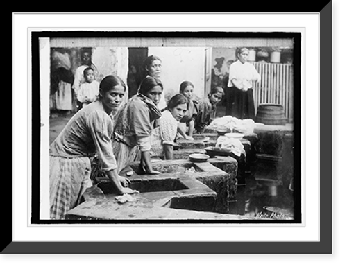 Historic Framed Print, Public laundry, Mexico City,  17-7/8" x 21-7/8"