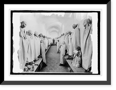 Mexico, mummies in basement of church, Mex. City, Antique Poster