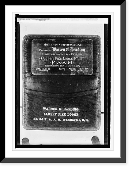 Harding, Masonic card, Antique Wall Art