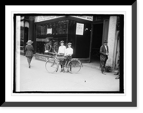 Historic Framed Print, Boys on bicycles [...],  17-7/8" x 21-7/8"