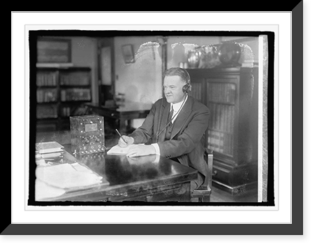 Herbert Hoover with radio, 3/9/22, Vintage Print