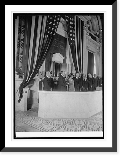 Historic Framed Print, Coolidge at library [Library of Congress], 2/28/24,  17-7/8" x 21-7/8"