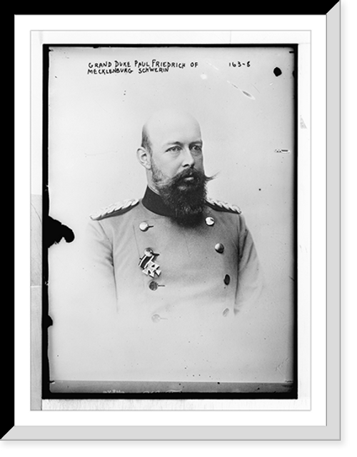 Historic Framed Print, Grand Duke Paul Friedrich of Mecklenburg, Schwerin, portrait bust, in uniform,  17-7/8" x 21-7/8"