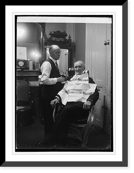 Historic Framed Print, Cameron being shaved, [2/26/23],  17-7/8" x 21-7/8"