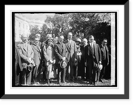 Historic Framed Print, Coolidge with Fur Traders Ass'n. at White House, [Washington, D.C.], 10/2/24,  17-7/8" x 21-7/8"