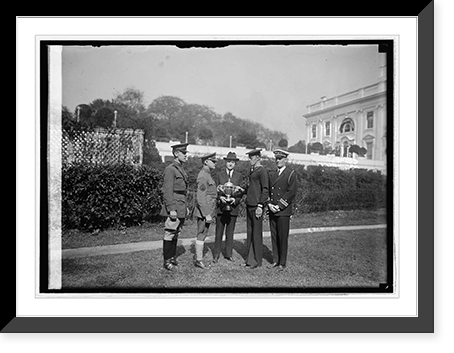 Historic Framed Print, Maj. Paul Baade, Serg. H.O. Troupe, Coolidge, Cox, C.A. Ezell, Lt. Com. H.V. Bryan, [10/,  17-7/8" x 21-7/8"