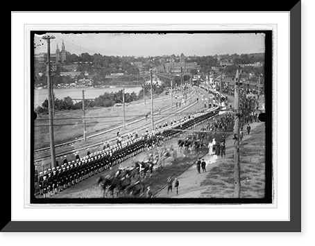 Military funeral, procession crossing aqueduct bridge, Wash., D.C. Classic, Antique Wall Art