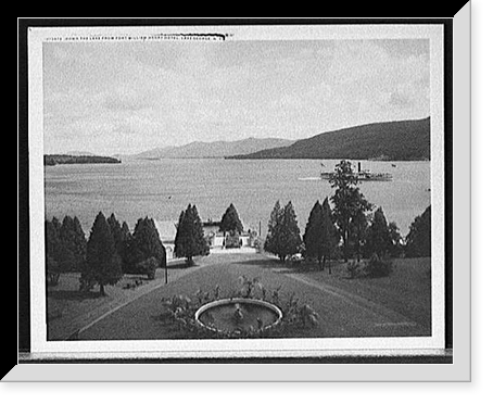 Historic Framed Print, Down the lake from Fort William Henry Hotel, LakeGeorge, N.Y.,  17-7/8" x 21-7/8"