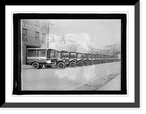 Historic Framed Print, U.S. Mail trucks,  17-7/8" x 21-7/8"