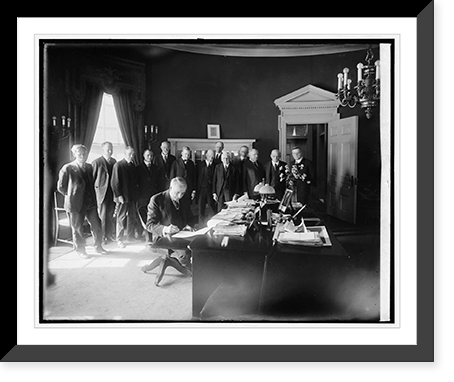 Harding signing Agrl. Bill, 2/18/21, Antique Print