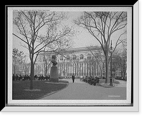 Historic Framed Print, The [New York Public] Library and Bryant Park, New York,  17-7/8" x 21-7/8"