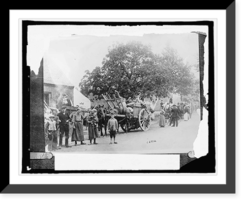 Historic Framed Print, Refugees on road between Halines & Brussels,  17-7/8" x 21-7/8"