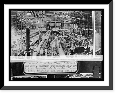 General interior view Oxnard, California, factory showing diffusion battery filter pre, Vintage Wall Art
