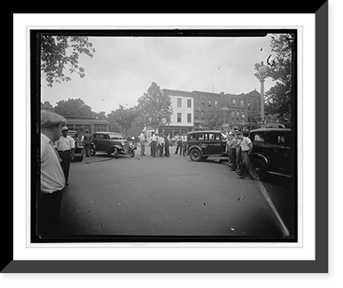Historic Framed Print, [Street scene, auto accident],  17-7/8" x 21-7/8"