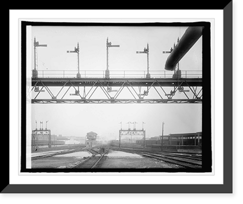 Historic Framed Print, Union Station, [Washington, D.C.], signals & tracks,  17-7/8" x 21-7/8"