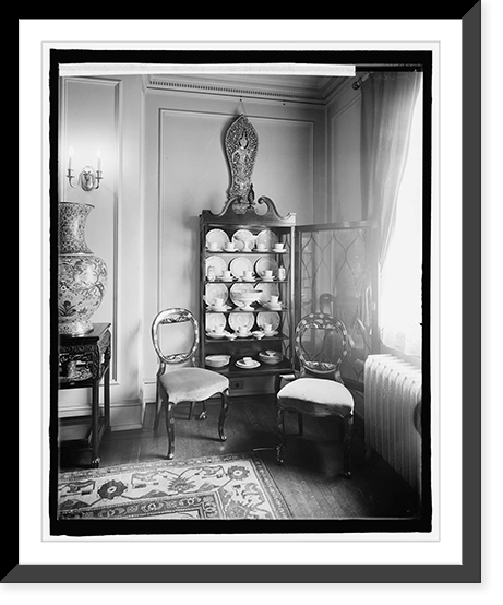 Home interior, china cabinet and chairs, Historic Print