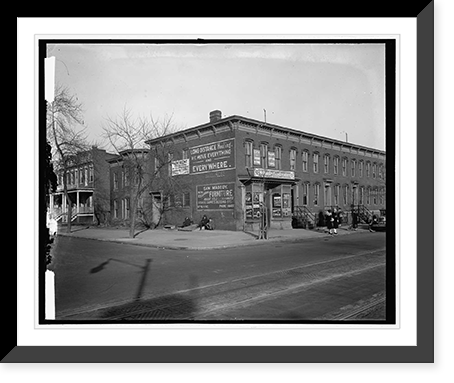 Street scene, rowhouses and moving company, Washington, D.C, Antique Print