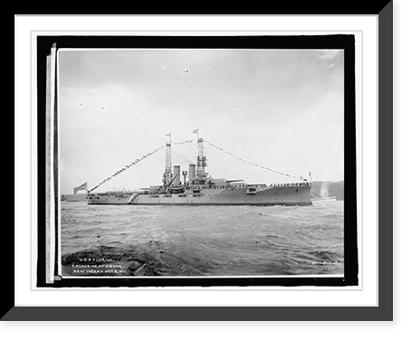 U.S.S. Florida, Broadside at Anchor, Navy Yard, N.Y., Oct. 3, 1911, Vintage Print