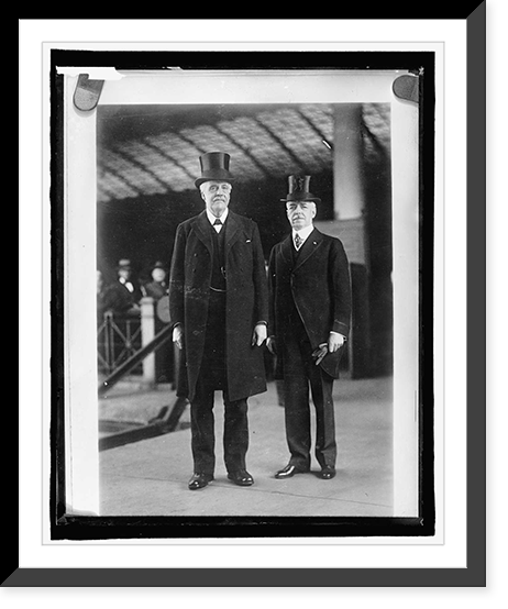 Two men in suits with top hats, Vintage Print