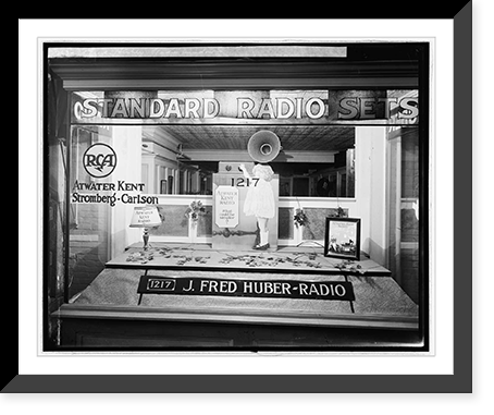 J. Fred Huber Radio, window Classic, Antique Poster