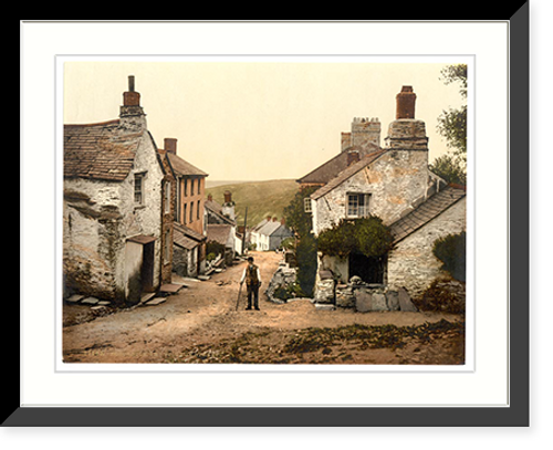 Historic Framed Print, Boscastle the village street Cornwall England,  17-7/8" x 21-7/8"