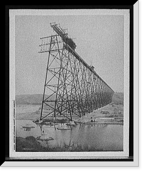 Historic Framed Print, Erecting Lethbridge viaduct, Lethbridge, Alberta,  17-7/8" x 21-7/8"