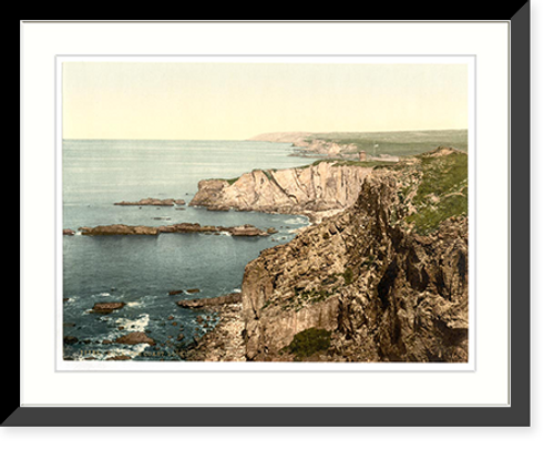 Historic Framed Print, Bude the coast looking N.E. Cornwall England,  17-7/8" x 21-7/8"