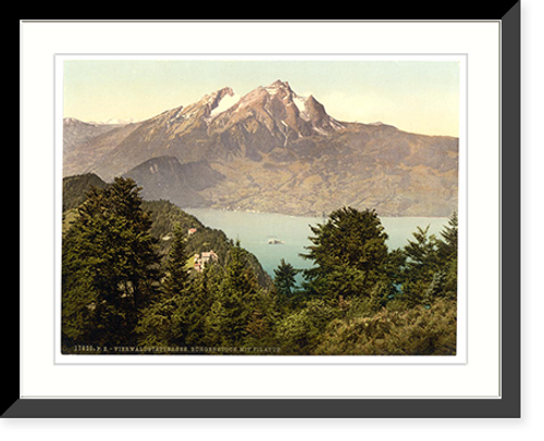 Historic Framed Print, Burgenstock and Pilatus Lake Lucerne Switzerland,  17-7/8" x 21-7/8"