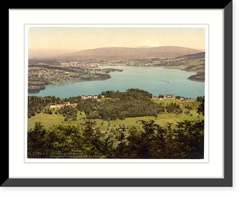 Historic Framed Print, Burgenstock view of Lucerne Lake Lucerne Switzerland,  17-7/8" x 21-7/8"