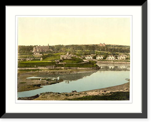 Historic Framed Print, Castle and church Bude Cornwall England,  17-7/8" x 21-7/8"
