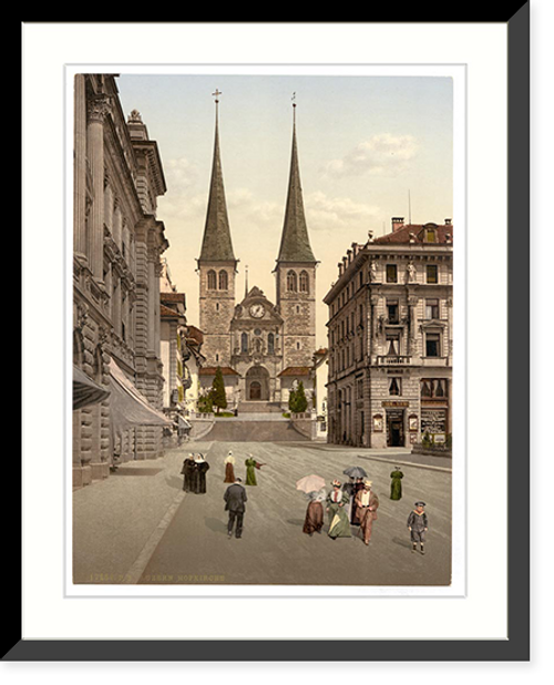 Historic Framed Print, The cathedral Lucerne Switzerland,  17-7/8" x 21-7/8"