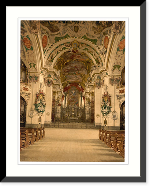 Historic Framed Print, Einsiedeln interior of Church Lake Lucerne Switzerland,  17-7/8" x 21-7/8"