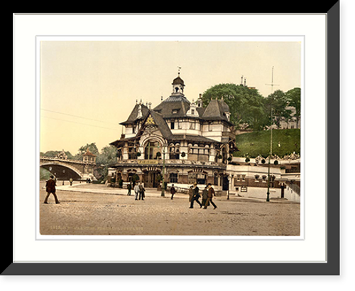 Historic Framed Print, Farhouse seewarte and Karsten-Miles Bridge Hamburg Germany,  17-7/8" x 21-7/8"