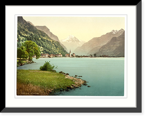 Historic Framed Print, Fluelen general view Lake Lucerne Switzerland - 2,  17-7/8" x 21-7/8"