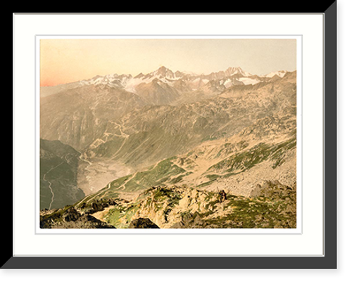 Historic Framed Print, Furka Pass panorama Bernese Oberland Switzerland,  17-7/8" x 21-7/8"