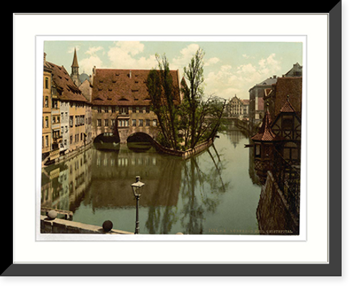 Historic Framed Print, Hospital of the Holy Spirit Nuremberg Bavaria Germany,  17-7/8" x 21-7/8"