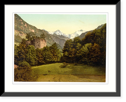 Historic Framed Print, Interlaken the ruins of Unspunnen Bernese Oberland Switzerland - 2,  17-7/8" x 21-7/8"