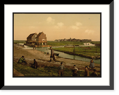 Historic Framed Print, Kerkenbuurt the harbor Marken Island Holland,  17-7/8" x 21-7/8"