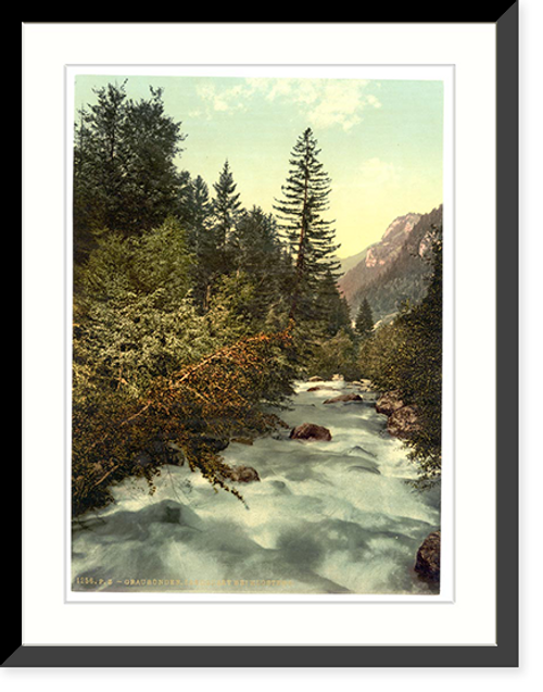 Historic Framed Print, Klosters gorges of the Landquart Grisons Switzerland,  17-7/8" x 21-7/8"