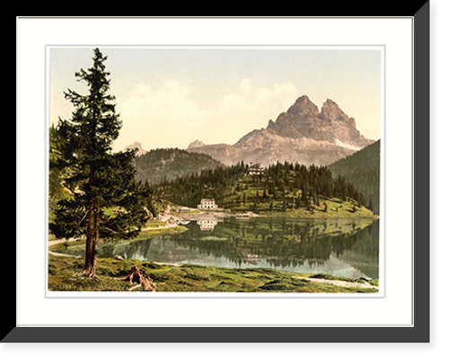Historic Framed Print, Misurinasee and Drei Zinnen Tyrol Austro-Hungary,  17-7/8" x 21-7/8"
