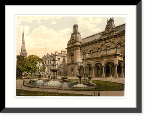 Historic Framed Print, Municipal buildings Southport England,  17-7/8" x 21-7/8"