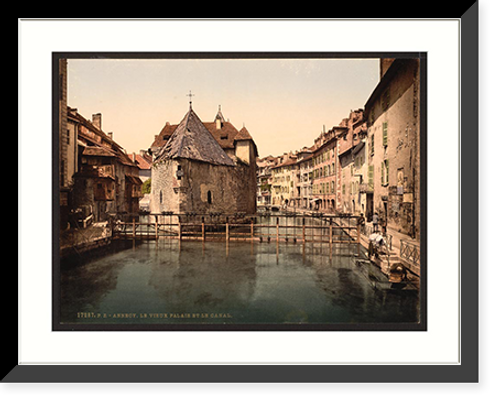 Historic Framed Print, Old palace and canal Annecy France,  17-7/8" x 21-7/8"