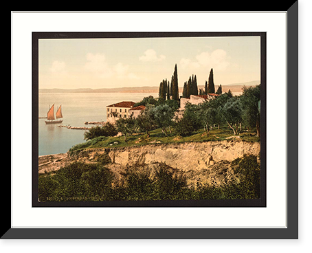 Historic Framed Print, Pointe de Vigile Garda Lake of Italy,  17-7/8" x 21-7/8"