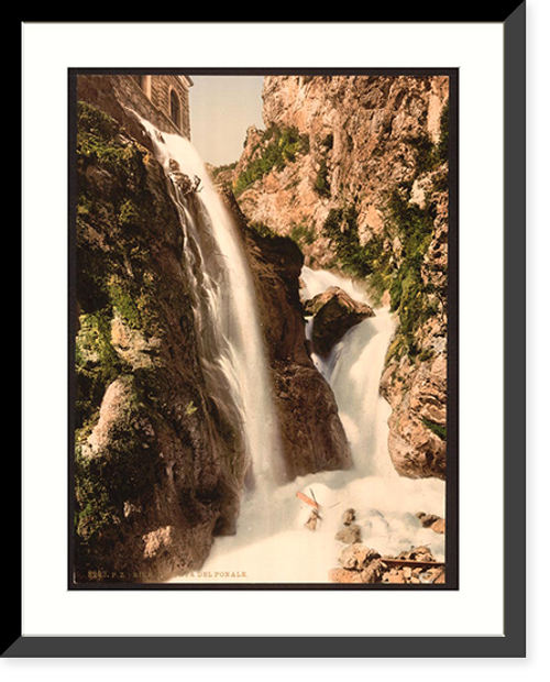 Historic Framed Print, Ponale Waterfall Garda Lake of Italy,  17-7/8" x 21-7/8"