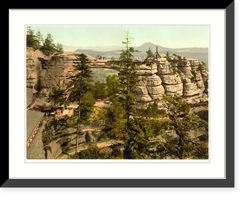 Historic Framed Print, Prebischtor with Rosenberg Bohemian Switzerland Bohemia Austro-Hungary,  17-7/8" x 21-7/8"